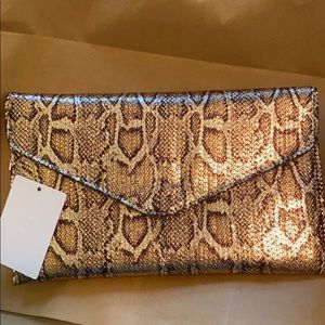 Francesca’s Gold Snakeskin Clutch